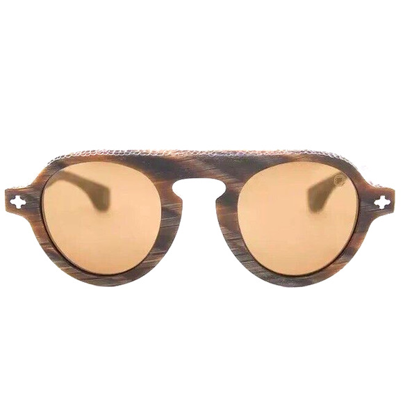 $635 BLAKE KUWAHARA MOCKER BROWN HORN SUN STERLING SILVER SUNGLASSES LIMITED! - Picture 1 of 11
